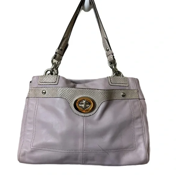 Coach Purple Shoulder Bag with Turnlock Closure - Picture 2 of 8